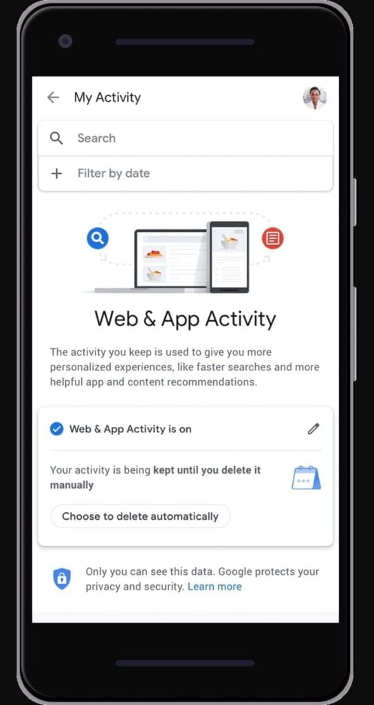 Enhance privacy on your device 67 google account auto delete data 1