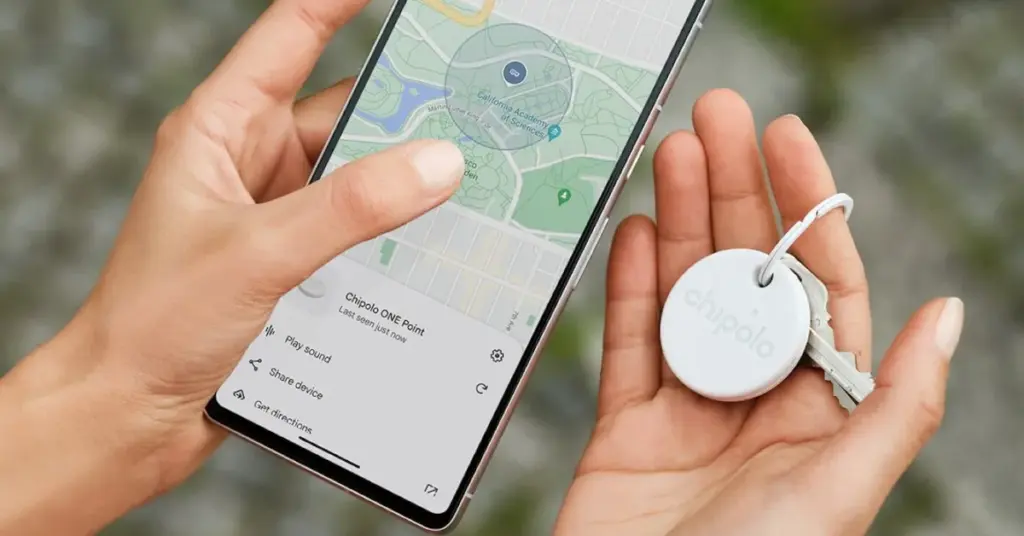 Chipolo One on keys with Android Find My Device