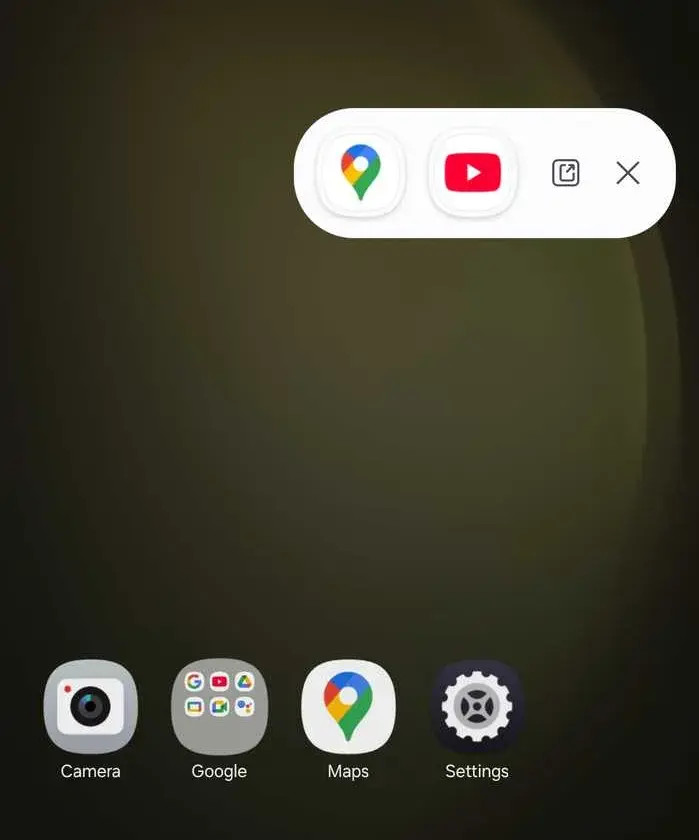 Minimized pop-up apps group together one ui7
