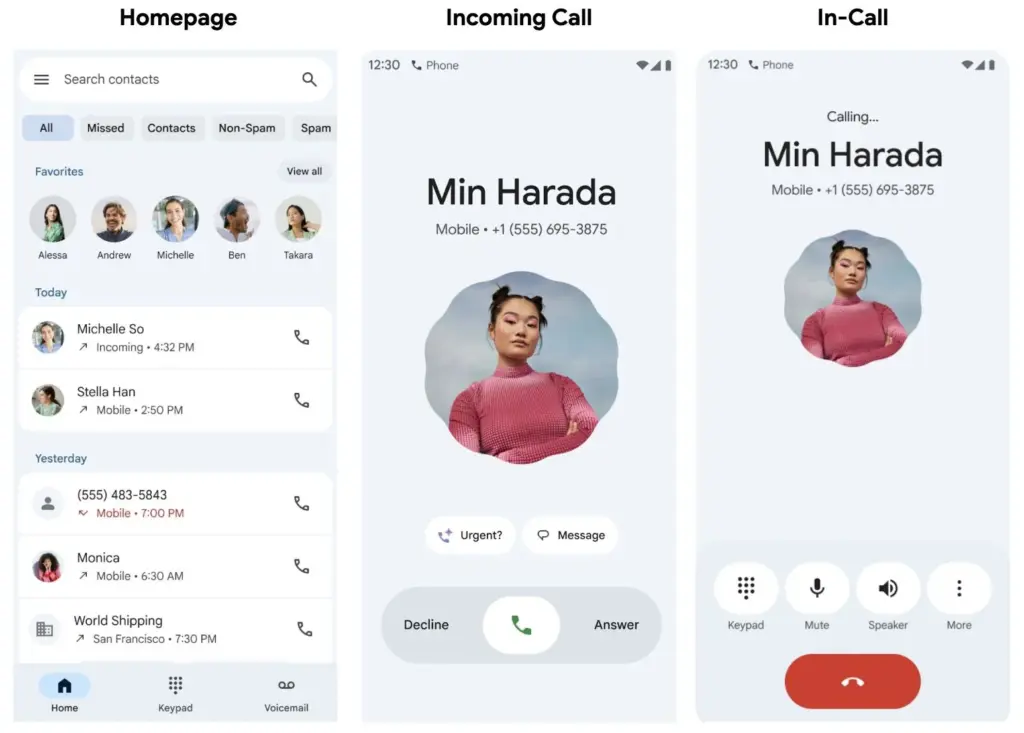 google phone app redesign with Material 3 Expressive