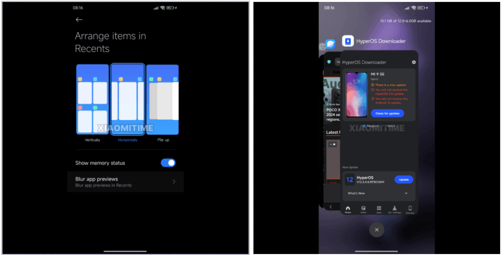 xiaomi hyperos 3.1 stacked recent interface