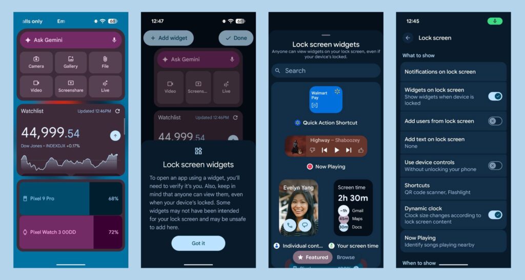 Android 16 QPR2 lockscreen widgets